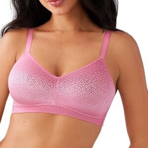 Wacoal B-Smooth Wire Free Bralette Pink Jacquard Dot Bra 852303 US 36D